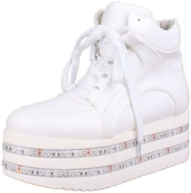 white shoes with lights on bottom