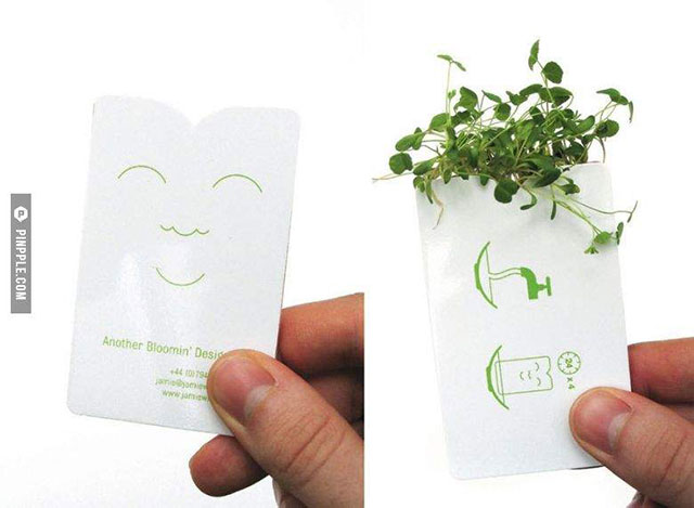 Water Sprouting, Blooming Business Card // 255 Creative & Unique Business Cards Design Inspiration & Ideas