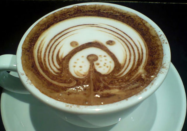 Content Dog Coffee Art Design // Creative 3D Coffee Latte Art Pictures, Images & Designs