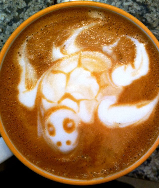 Sea Turtle Coffee Art Design // Creative 3D Coffee Latte Art Pictures, Images & Designs