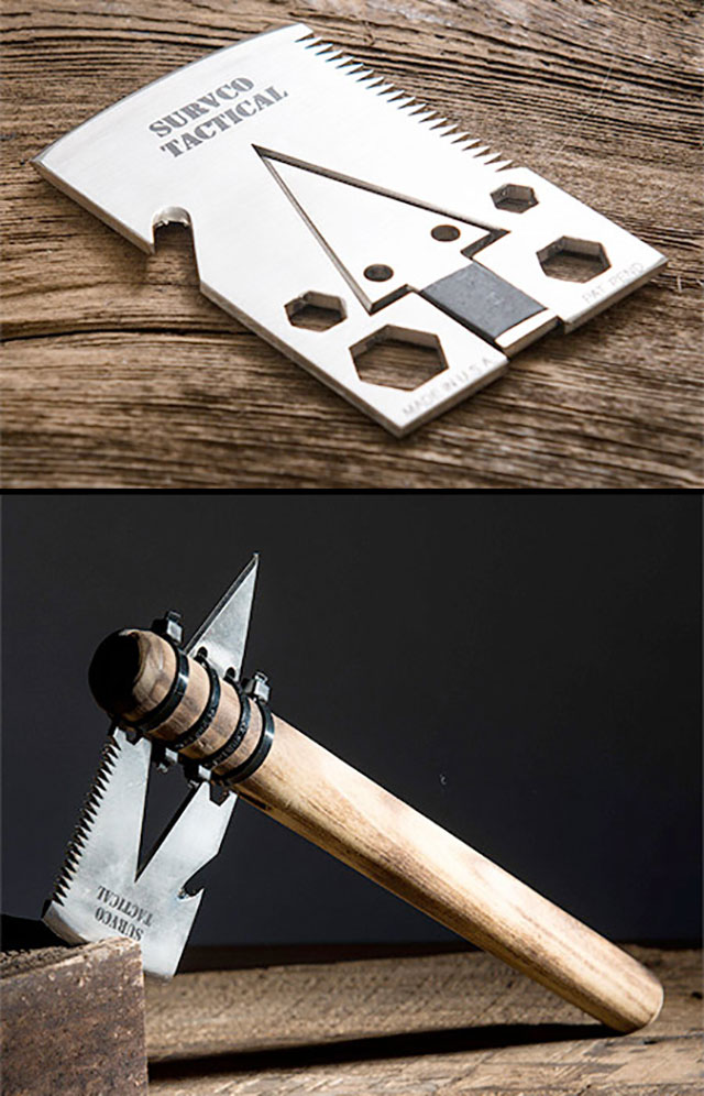 Survival Tactics Transformable Axe Business Card // 255 Creative & Unique Business Cards Design Inspiration & Ideas