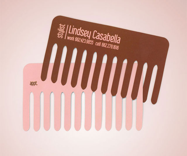 Comb Hair Stylist Business Card // 255 Creative & Unique Business Cards Design Inspiration & Ideas