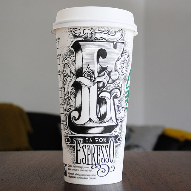E Is For Espresso : Starbucks Coffee Cup Art Sharpie // Best Tumblr Illustration Blogs & Art Portfolio