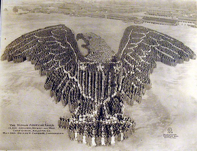 Conceptual Photography : American Eagle // Vintage US Army Photos, With Photographs Made Up Of People Sculptures