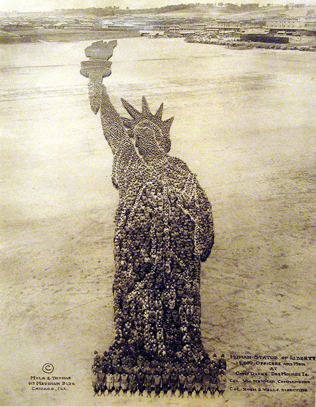 Conceptual Photography : Statue Of Liberty // Vintage US Army Photos, With Photographs Made Up Of People Sculptures