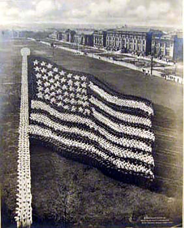 Conceptual Photography : American Flag // Vintage US Army Photos, With Photographs Made Up Of People Sculptures