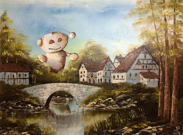 Reddit Painting | Thrift Store Paintings Altered & Improved For Sale, By Dave Pollot