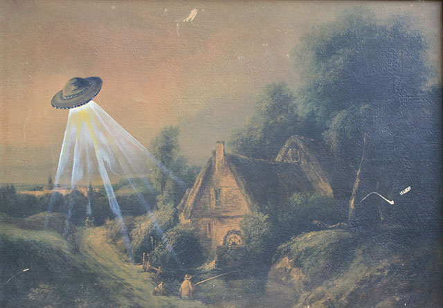 UFO Paintings | Thrift Store Paintings Altered & Improved For Sale, By Dave Pollot