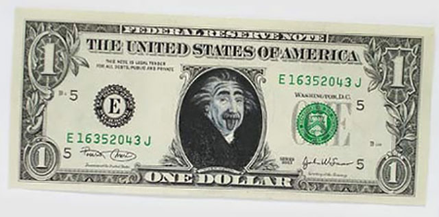 Albert Einstein Dollars | One Dollar Bill Art by Ivan Duval and Jean Sebastien Ides