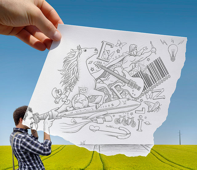 Amazing Camera // Pencil Photography Drawing, Pencil vs Camera Ideas by Ben Heine