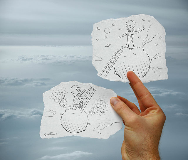 Creative Sky Romance Photo // Pencil Photography Drawing, Pencil vs Camera Ideas by Ben Heine