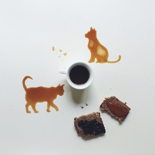 Cats Coffee Artwork // I Spilled Coffee Art Images, by Coffee Artist, Giulia Bernardelli