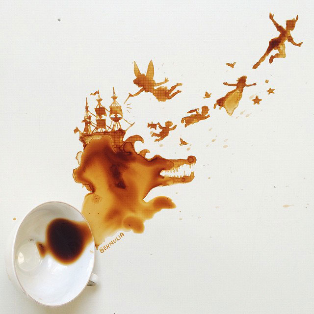 Walt Disney's Peter Pan Coffee Art // I Spilled Coffee Art Images, by Giulia Bernardelli