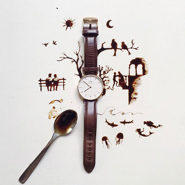 Time Coffee Artwork // I Spilled Coffee Art Images, by Coffee Artist, Giulia Bernardelli
