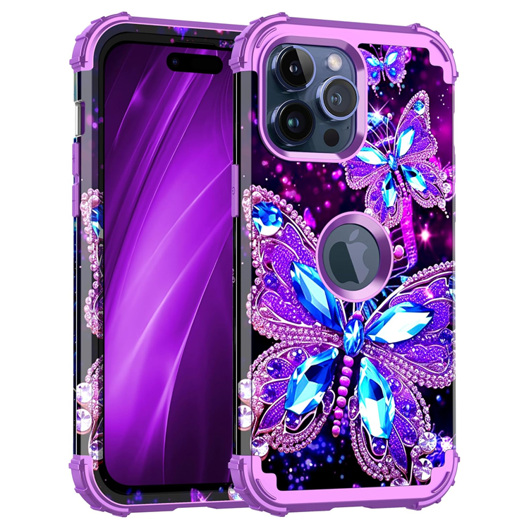 181 Coolest Creative iPhone Cases Make Your Phone Unforgettable Forever 131 Miqala Compatible with iPhone 15 Pro Case,Glow in The Dark Three Layer Heavy Duty Shockproof Full Protection Hard Plastic Bumper+Soft Silicone Protective Case for iPhone 15 Pro 6.1 inch,Dark Butterfly | World's Cutest Prettiest iPhone Cases