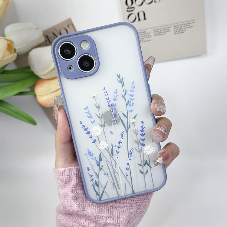 181 Coolest Creative iPhone Cases Make Your Phone Unforgettable Forever 185 for iPhone 15 Case Aesthetic Vintage Floral Flower Pattern Cute Phone Case for Women Girls, Slim Fit Matte TPU Shockproof Protective Cover, Gray
