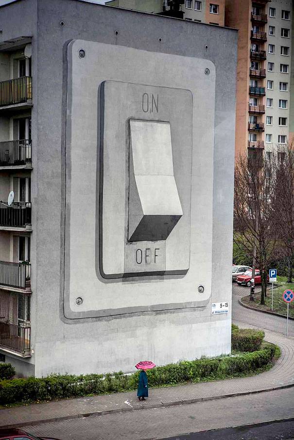 Switch Off This Building Mural | 10 Creative 3D Street Art Wall Murals