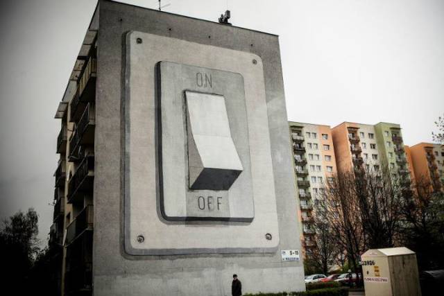 Switch Off This Building Mural | 10 Creative 3D Street Art Wall Murals