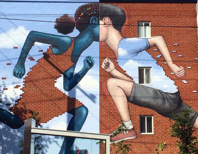 Brick Pixelated Street Mural, By Seth Globepainter | 10 Creative 3D Street Art Wall Murals