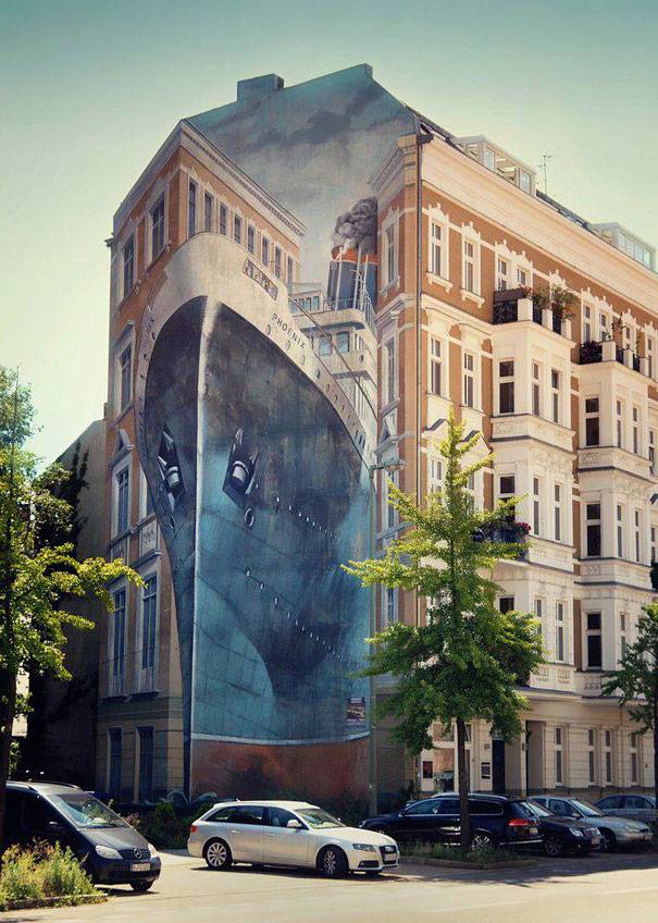 Incoming Ship Mural | 10 Creative 3D Street Art Wall Murals