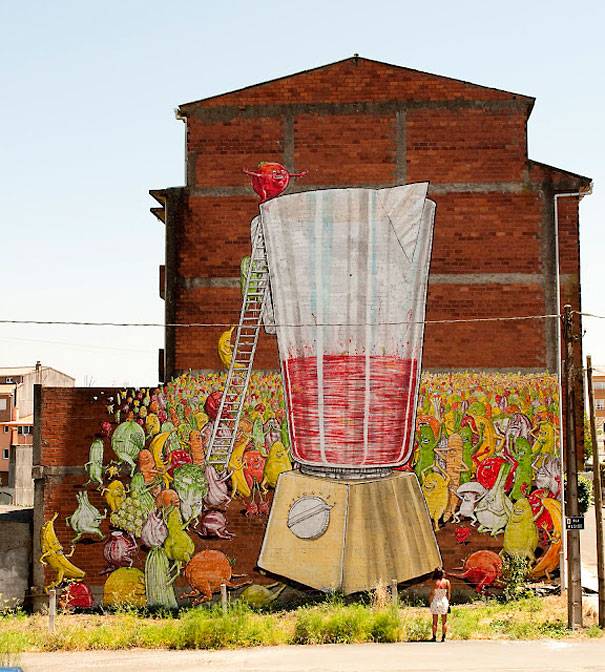 Tomato Juice Wall Mural | 10 Creative 3D Street Art Wall Murals
