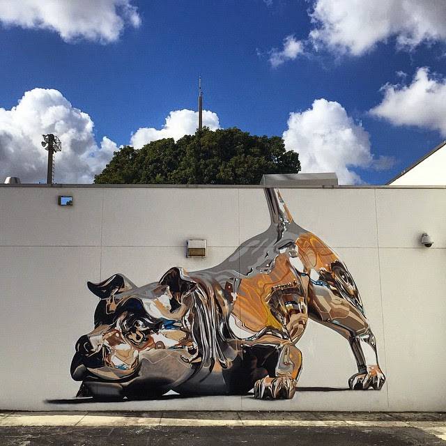 Bikismo: Metallic Dog Mural | 10 Famous & Most Popular Street Art Pieces 2014