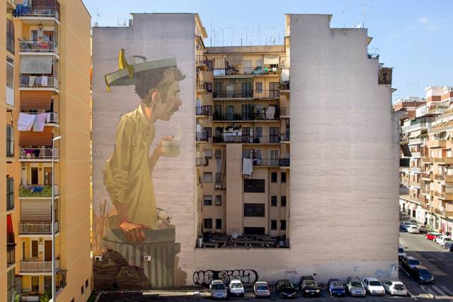 Etam Cru : Building Wall Mural | 10 Famous & Most Popular Street Art Pieces 2014