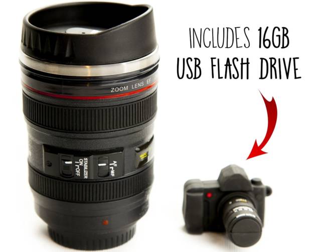 Canon Camera Lens Camera Mug | Top 10 Cool & Creative Best Gifts For Photographers: Funny Camera Gadgets & Accessories Too