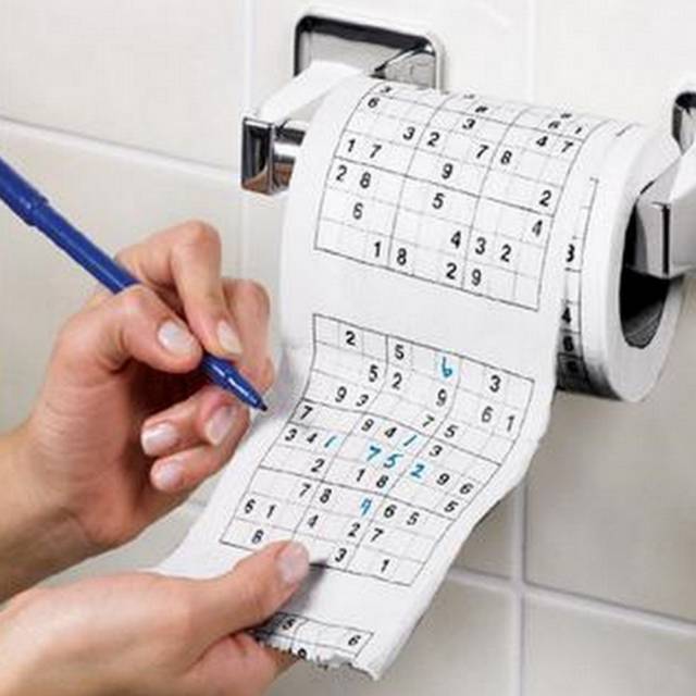 Sudoku Puzzle Toilet Paper Game Roll // 10 CREATIVE Bathroom Toilet Games You Can Play While Fighting Constipation