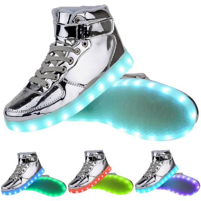 Odema High Top Gold & Silver Light Up Sneakers // 10 LED Shoes That Light Up At The Bottom And Change Colors Like Crazy