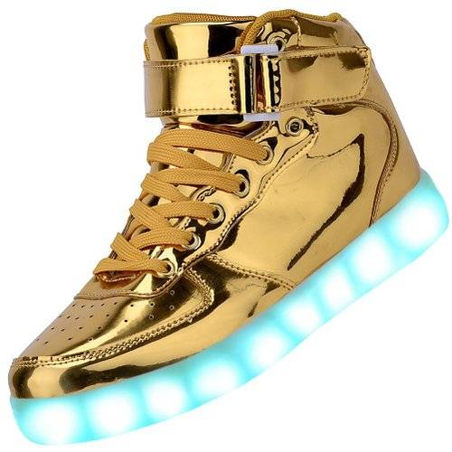 Odema High Top Gold & Silver Light Up Sneakers // 10 LED Shoes That Light Up At The Bottom And Change Colors Like Crazy