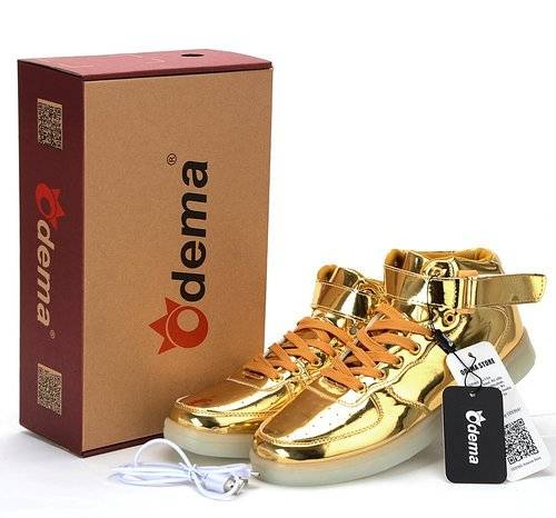 Odema High Top Gold & Silver Light Up Sneakers // 10 LED Shoes That Light Up At The Bottom And Change Colors Like Crazy