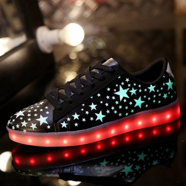 Glow In The Dark Light Up Sneakers With Stars // 10 LED Shoes That Light Up At The Bottom And Change Colors Like Crazy