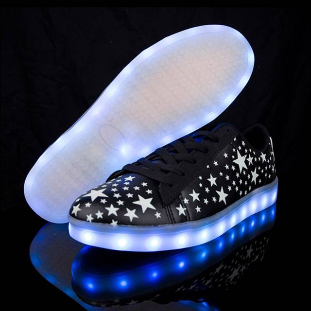 Glow In The Dark Light Up Sneakers With Stars // 10 LED Shoes That Light Up At The Bottom And Change Colors Like Crazy