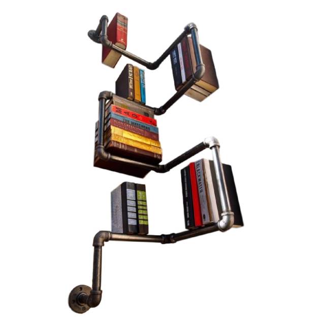 Steampunk Style Steel Pipe Bookcase // 10 Creative STEAMPUNK Decor Accessories & Ideas That Will Change Your Timeline Forever