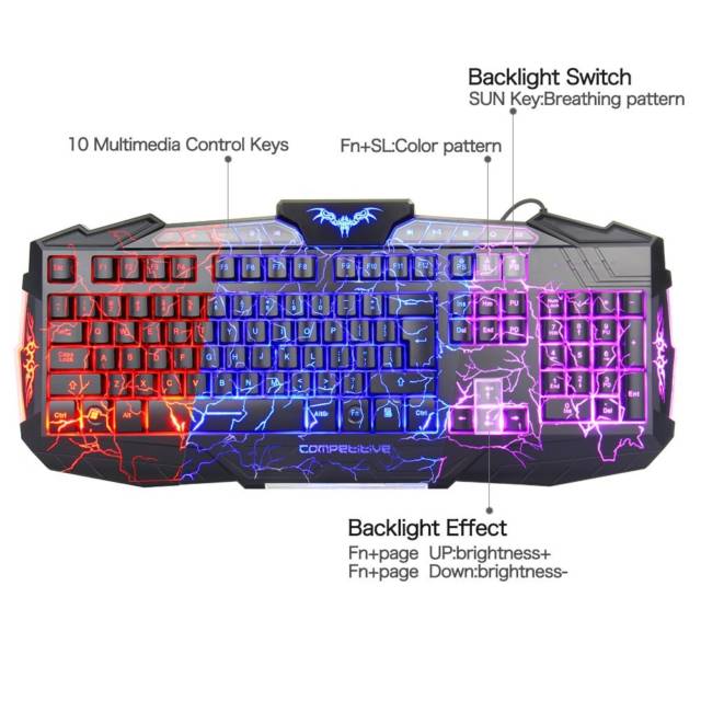 Ultra Cracked LED Backlit Adjustable Keyboard With Mouse // 10 Unique & Cool Computer Keyboards That Will Transform Your Computing Forever
