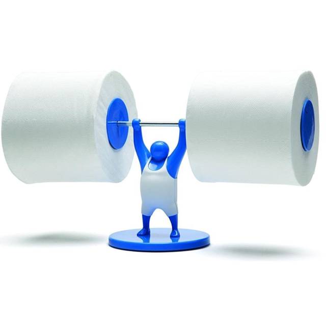 Strong Man Weightlifter Toilet Paper Holder // 10 UNIQUE Toilet Paper Holder Designs That Will Transform Your Bathroom Forever