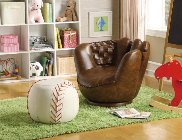 Baseball Glove Chair With Ottoman // 10 Uniquely FUNKY Chair Designs That Will Transform Your Sitting Experience Forever