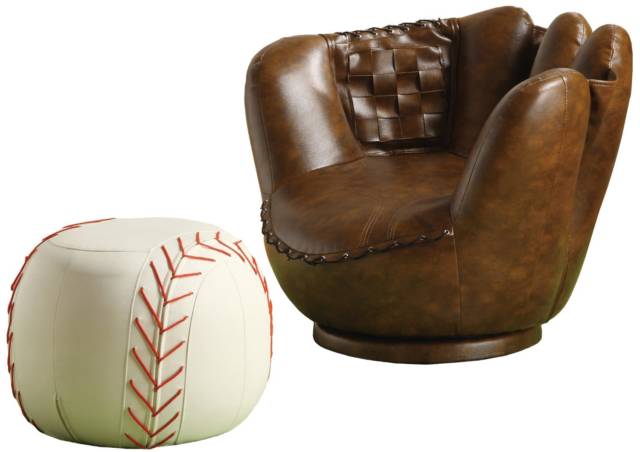 Baseball Glove Chair With Ottoman // 10 Uniquely FUNKY Chair Designs That Will Transform Your Sitting Experience Forever