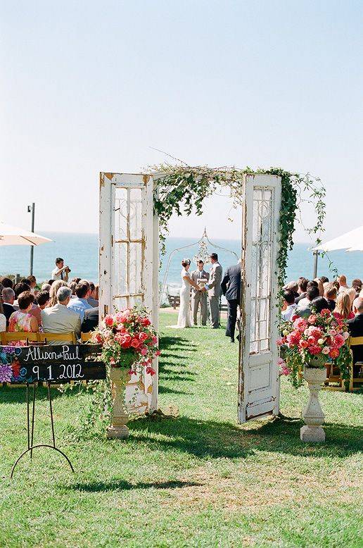 Beautiful Seaside Wedding With Rustic Old Doors // 10 Rustic Old Door Wedding Decor Ideas For Outdoor Country Weddings