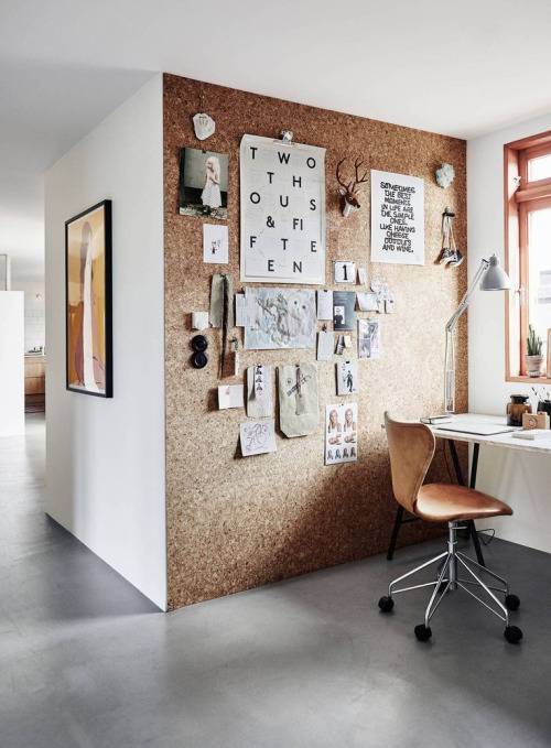 Cork Board Wall, Office Interior Design & Decor // 10 Creative Office Space Design Ideas