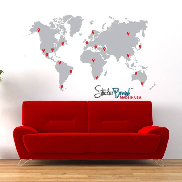 World Map Wall Decal // 10 Creative Office Space Design Ideas