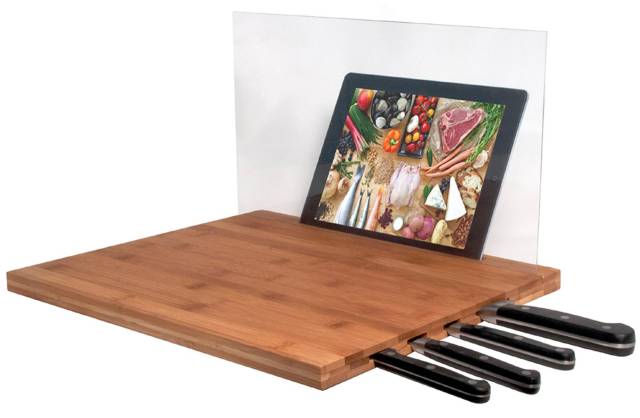 iPad Bamboo Cutting Board & Knife Storage Holder // 10 BEST Cutting Board Designs To Help You Become The Next Iron Chef