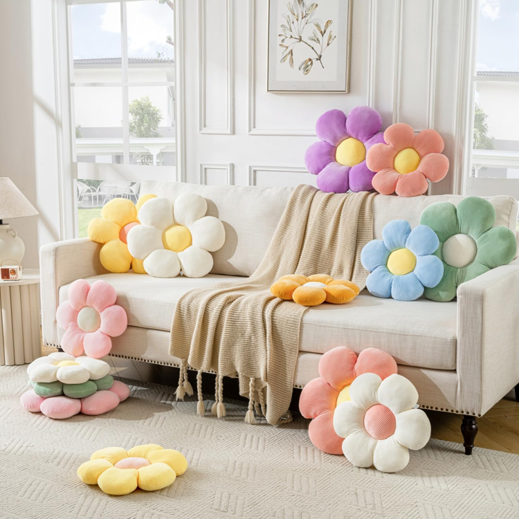 290 Spring Home Decor Ideas That'll Probably Make Your Home More Beautiful Than Ever Before 9 Flower Pillow, Flower Shaped Throw Pillow Cushion Seating six Petal 15.75" White Flower Plush Floor Pillows Home Decorative Seating Cushions