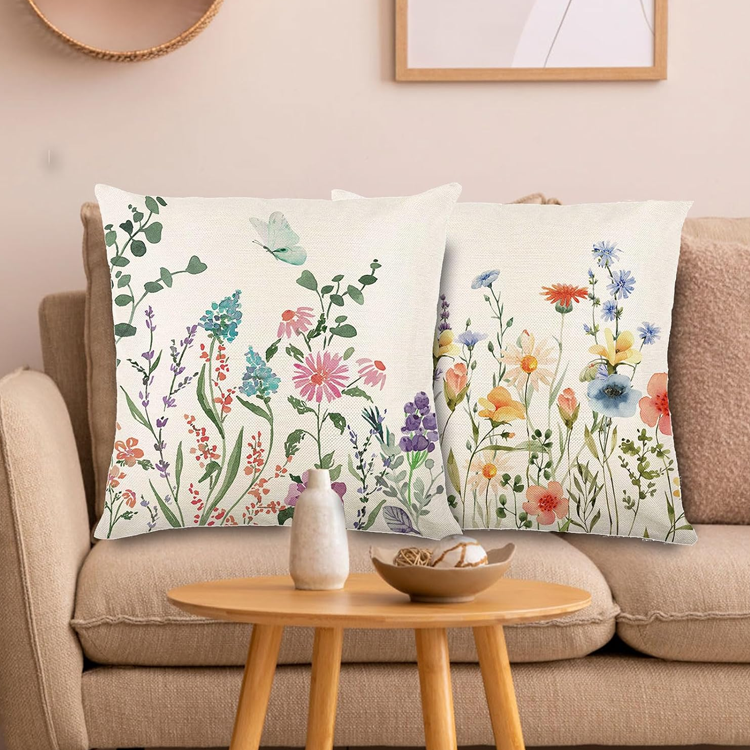 290 Spring Home Decor Ideas That'll Probably Make Your Home More Beautiful Than Ever Before 4 Spring Decorations for Home - Spring Pillow Covers 18x18, Outdoor Pillow Covers Springtime Farmhouse Throw Pillow Cover Garden Linen Cushion Case for Home Decor