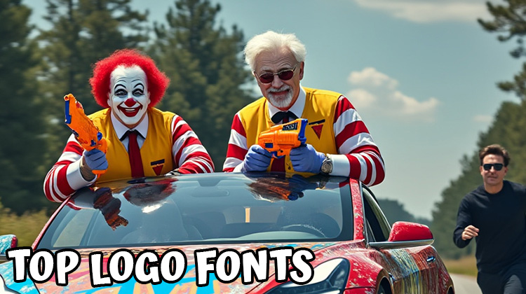 Top Logo Fonts / Including Ronald McDonald, Colonel Sanders, and Elon Musk