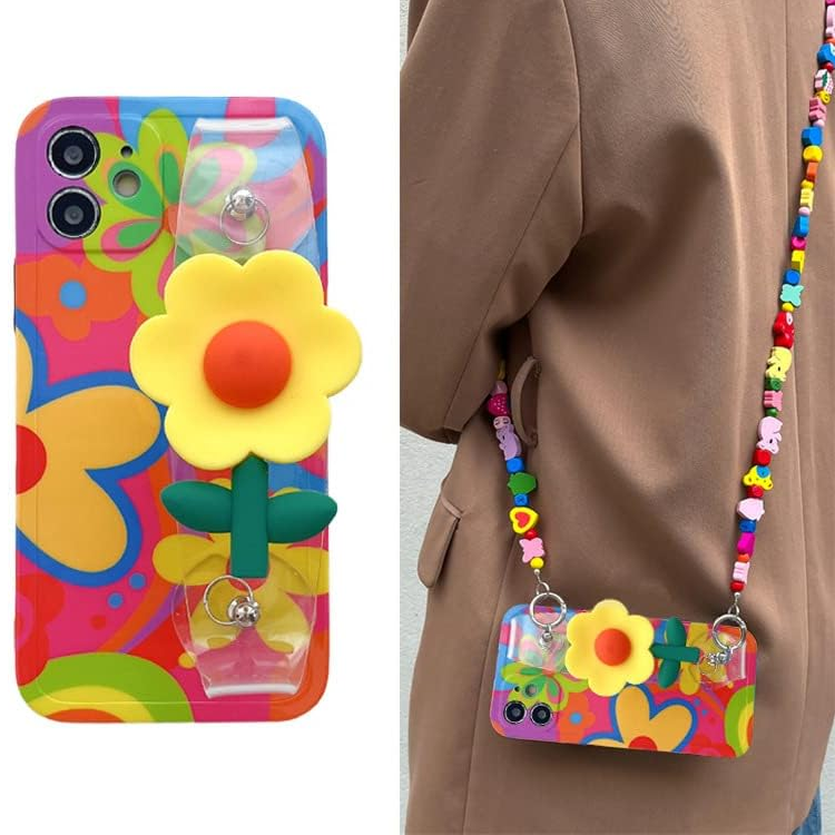 181 Coolest Creative iPhone Cases Make Your Phone Unforgettable Forever 249 Lanyard Case Compatible with iPhone Case,Crossbody case with Strap and Wrist Band,Unique Cute Kawaii Colorful Painting Flowers Design for Girls and Women (for iPhone 12 Pro Max)