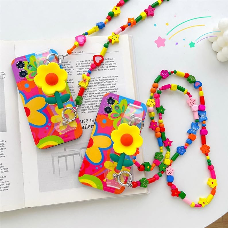 181 Coolest Creative iPhone Cases Make Your Phone Unforgettable Forever 251 Lanyard Case Compatible with iPhone Case,Crossbody case with Strap and Wrist Band,Unique Cute Kawaii Colorful Painting Flowers Design for Girls and Women (for iPhone 12 Pro Max)