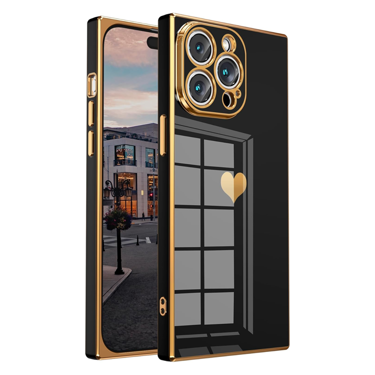 Tzomsze Case for iPhone 14 Pro Max,Cute Cases Full Camera ProtectionReinforced Corners TPU Cushion Shockproof Edge Bumper CoverPhone Case [6.7 inches] -Black