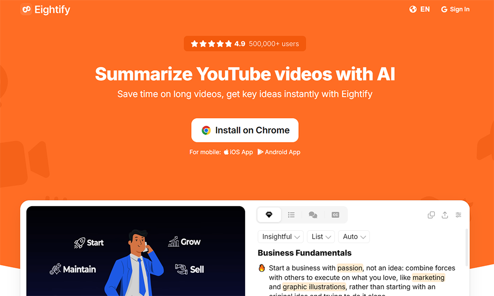 Eightify YouTube Video Summarizer